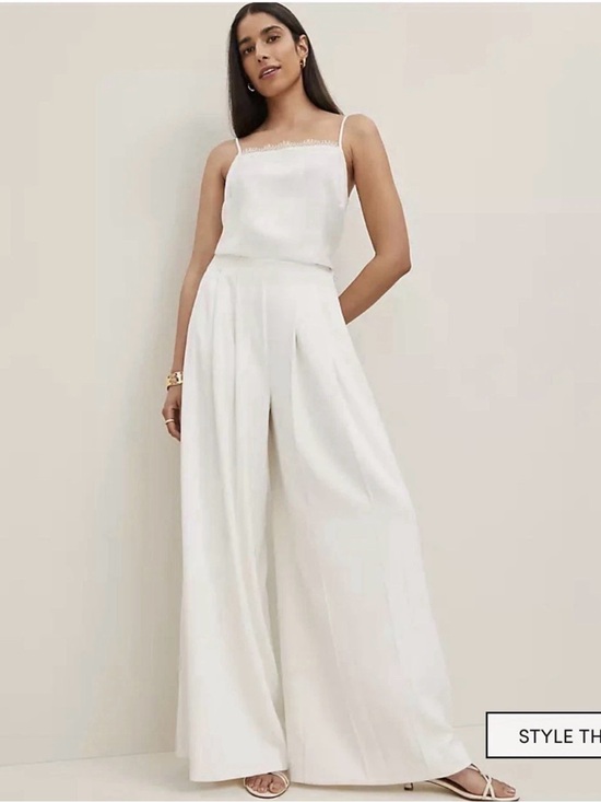 Ann Taylor Pants - NEW Ivory Creamy White ANN TAYLOR Triple Pleat Palazzo Wide Leg Pants 4 NWT